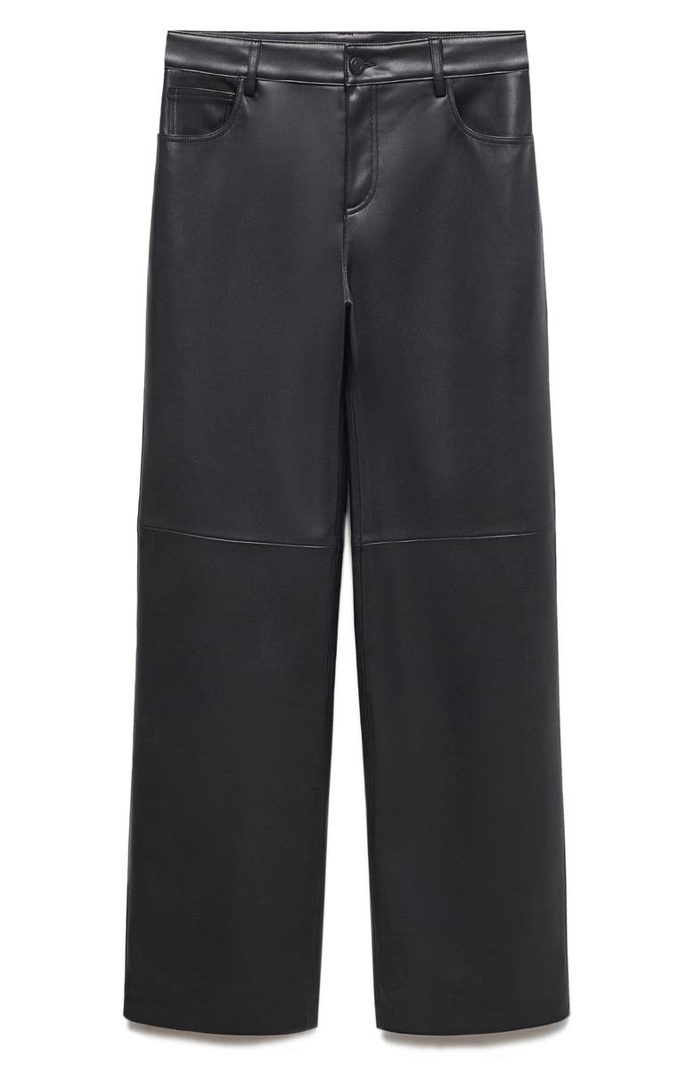 MANGO Faux Leather Wide Leg Pants, Alternate, color, 