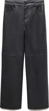 MANGO Faux Leather Wide Leg Pants