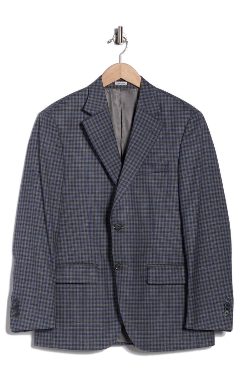 Peter Millar Flynn Classic Fit Check Wool Blend Sport Coat, Main, color, Grey