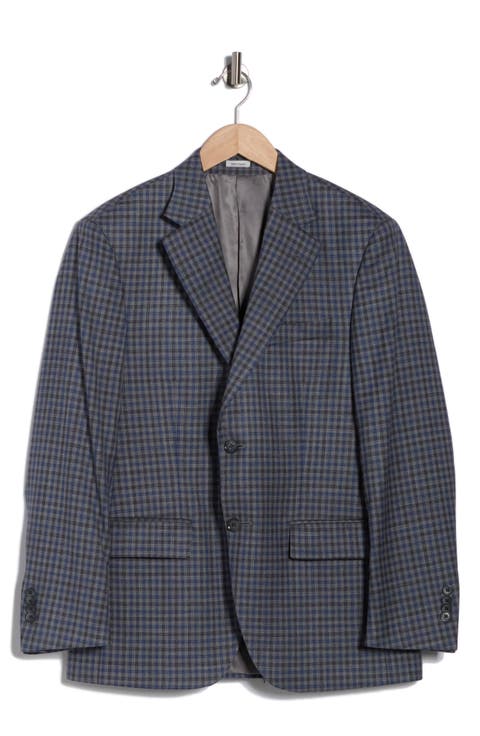 Flynn Classic Fit Check Wool Blend Sport Coat (Regular, Short & Long)