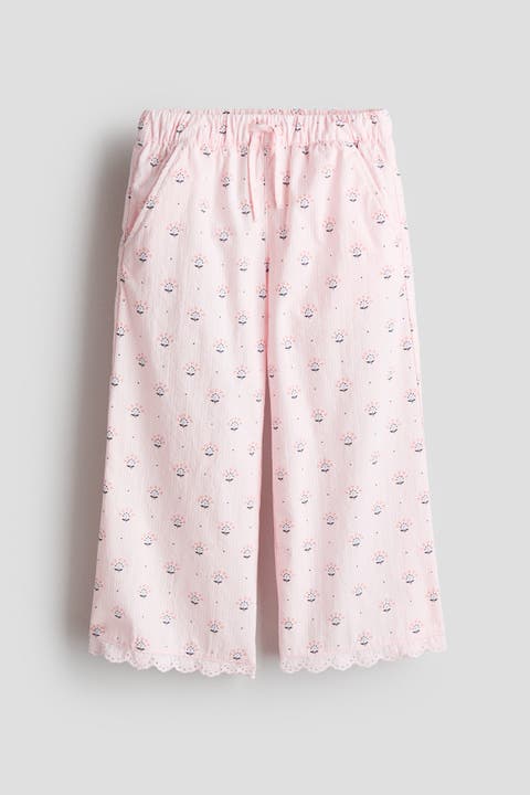 Lace-trimmed Seersucker Trousers