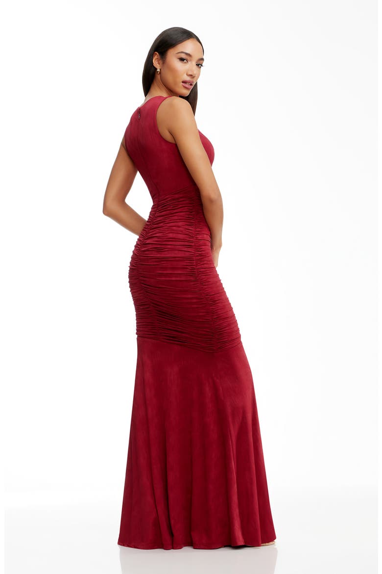 Violetta Ruched Sleeveless Gown, Alternate, color, GARNET