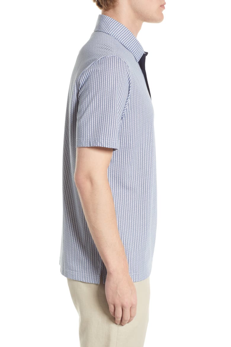 Men's Pico Geometric Print Cotton Blend Polo, Alternate, color, WHITE