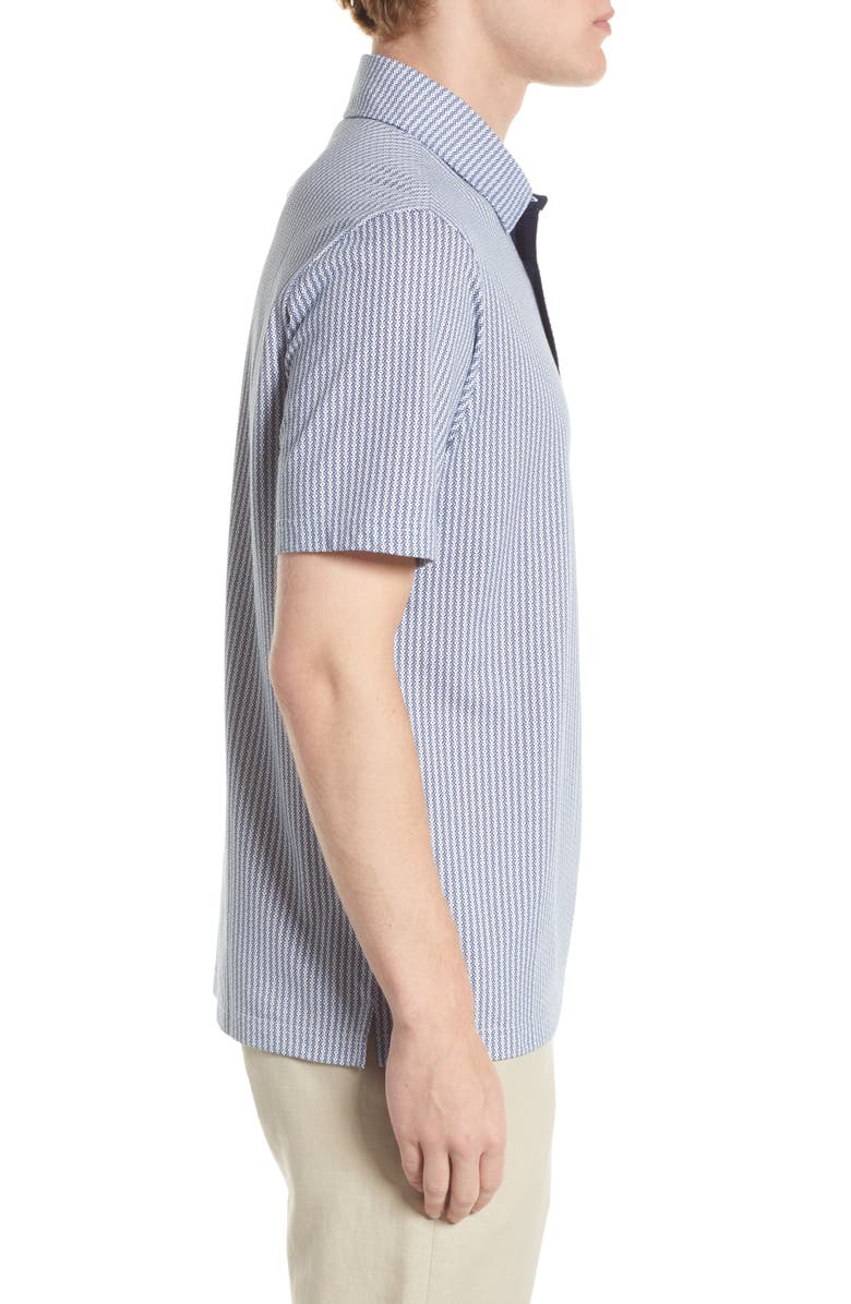 Brax Men's Pico Geometric Print Cotton Blend Polo, Alternate, color, White