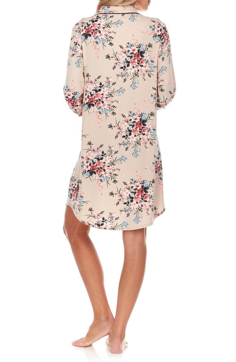 Flora Nikrooz Deborah Floral Long Sleeve Nightshirt, Alternate, color, 