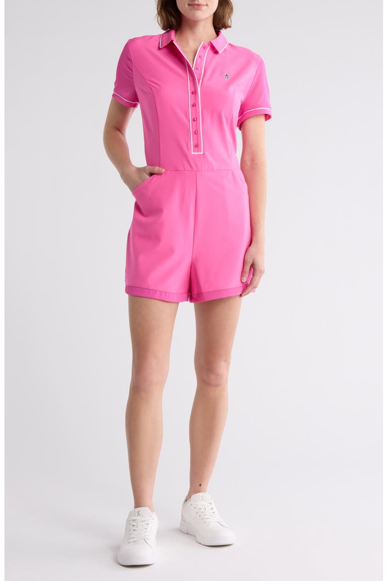 Veronica Short Sleeve Romper, Main, color, CHEEKY PINK
