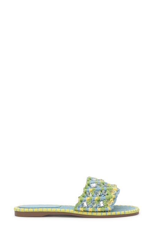 Jessica Simpson Brennara Chambre Lizard Woven Rhinestone Slide Sandals In Chambre