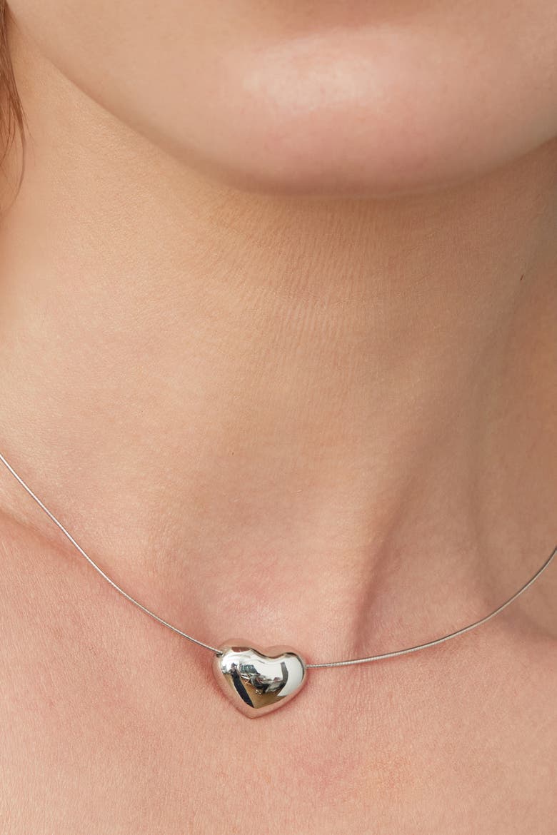 Sterling Silver Adore Me Heart Necklace, Alternate, color, Silver