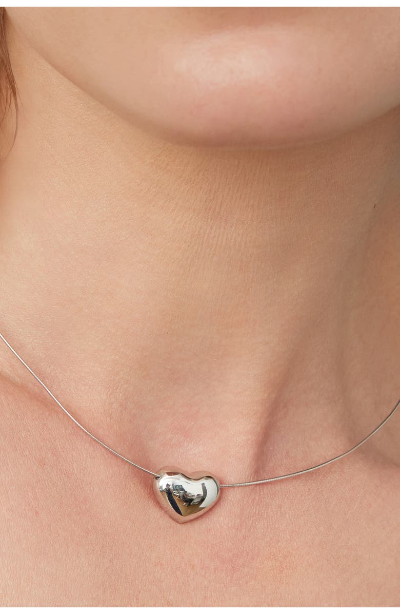 Oradina Sterling Silver Adore Me Heart Necklace, Alternate, color, Silver