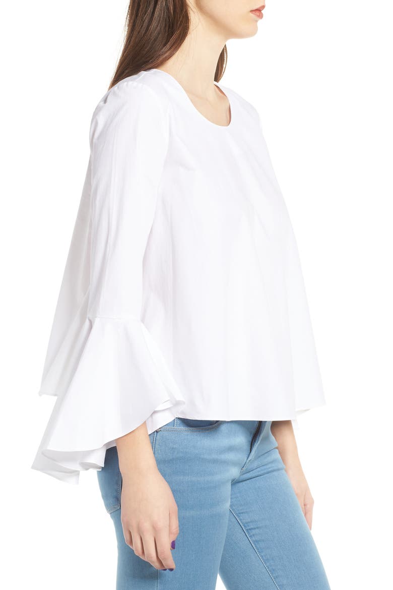 Bell Sleeve Top, Alternate, color, WHITE