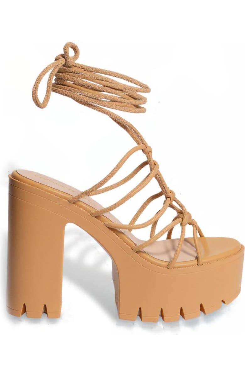 CHASE AND CHLOE Knotted Ankle Wrap Platform Sandal, Alternate, color,