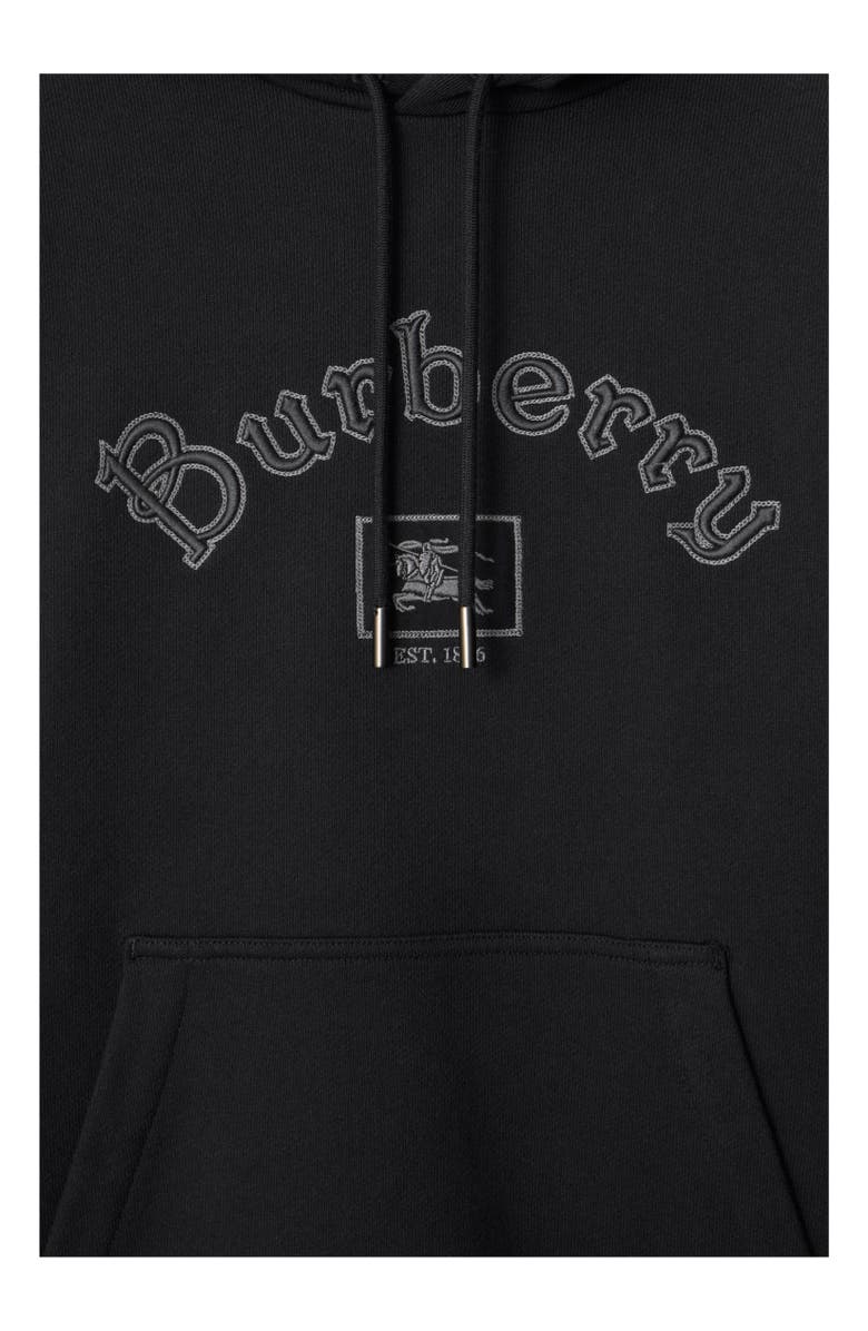 Burberry Gothic Logo Cotton Hoodie, Alternate, color, Black