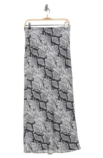 Theory Snakeskin Print Silk Slip Skirt In Grey Multi