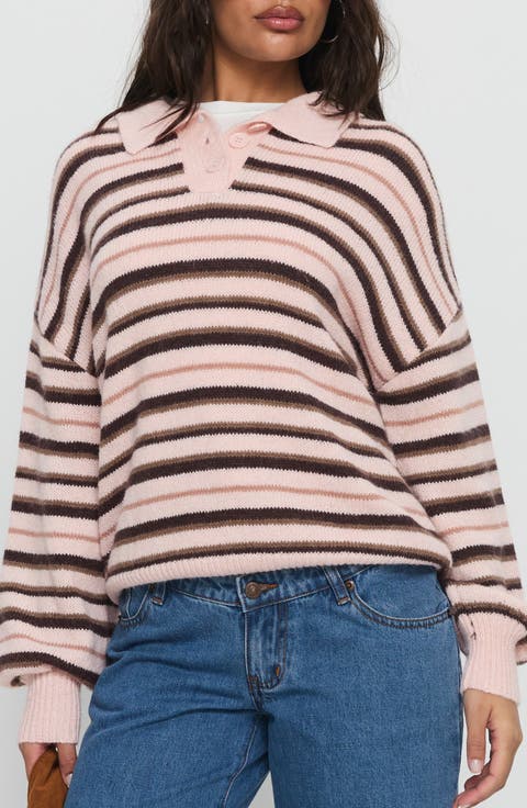 Jeanny Collared Stripe Sweater