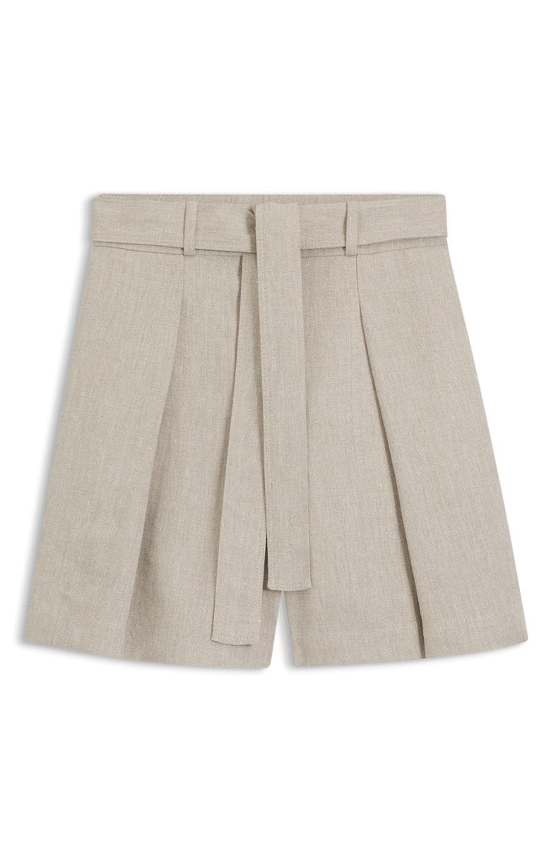 BOSS Tojuna Belted High Waist Shorts, Alternate, color, Herringbone Linen