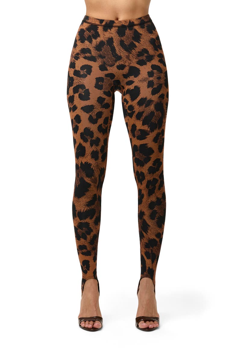 Brush Storm Print Stirrup Leggings, Main, color, LEOPARD