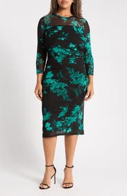 Anne Klein Printed Mesh Midi Dress