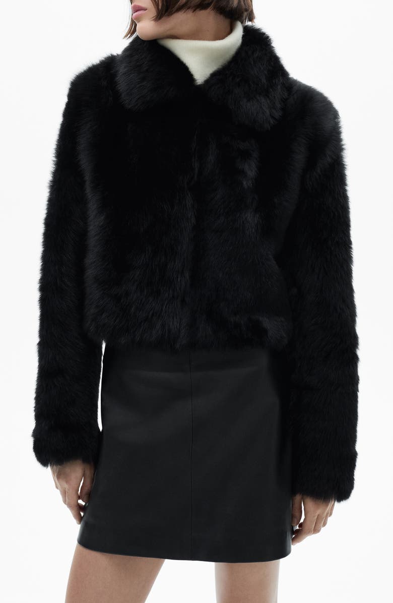 MANGO Reversible Leather & Faux Fur Crop Jacket, Main, color, 
