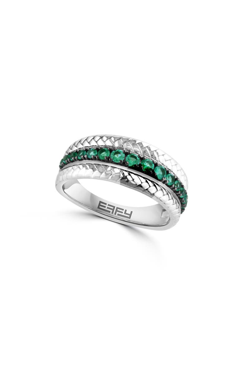 Sterling Silver Emerald Braided Band Ring, Main, color, GREEN
