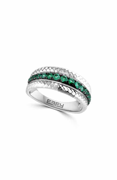 EFFY Sterling Silver Emerald Braided Band Ring
