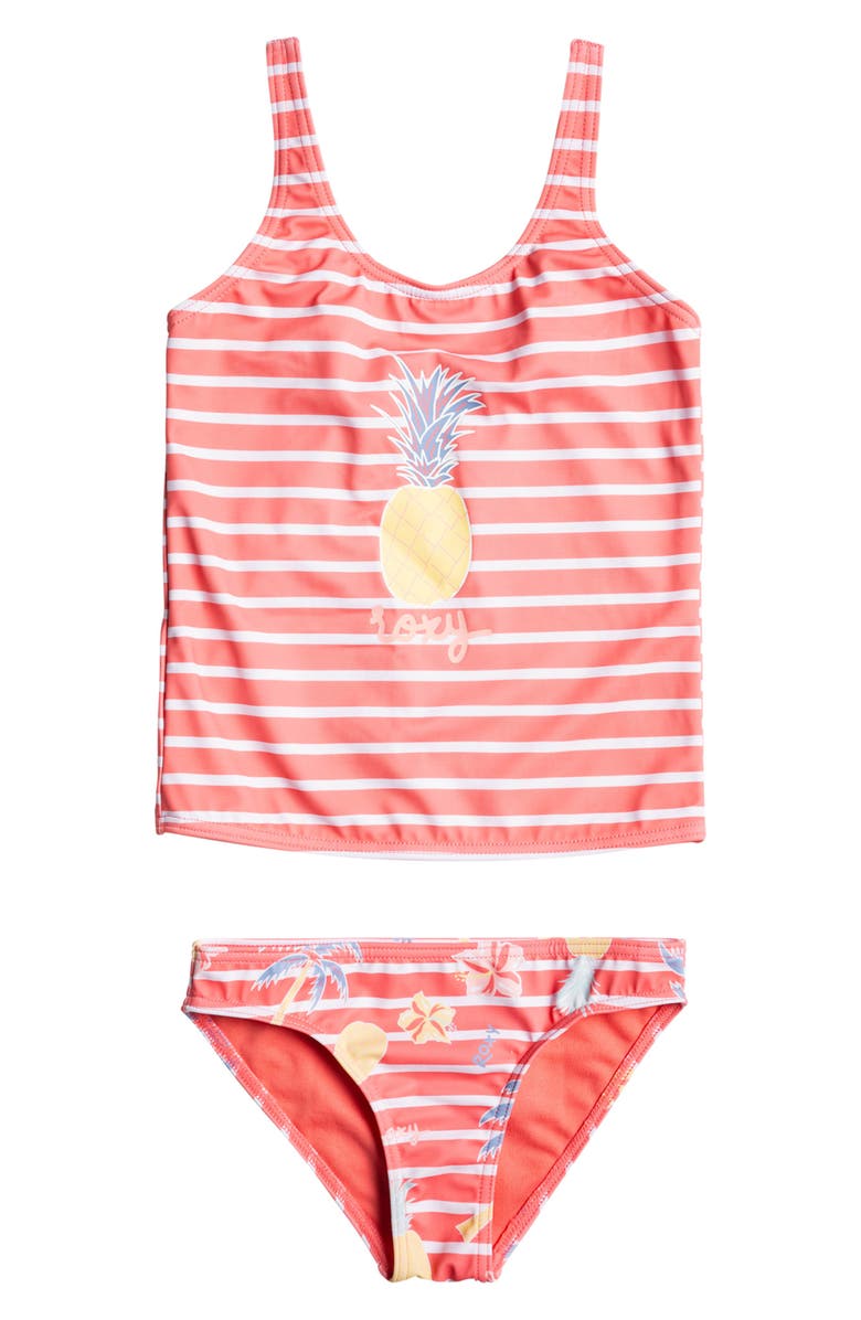 Roxy Kids' Little Pineapple Stripe Two-Piece Swimsuit, Main, color, 