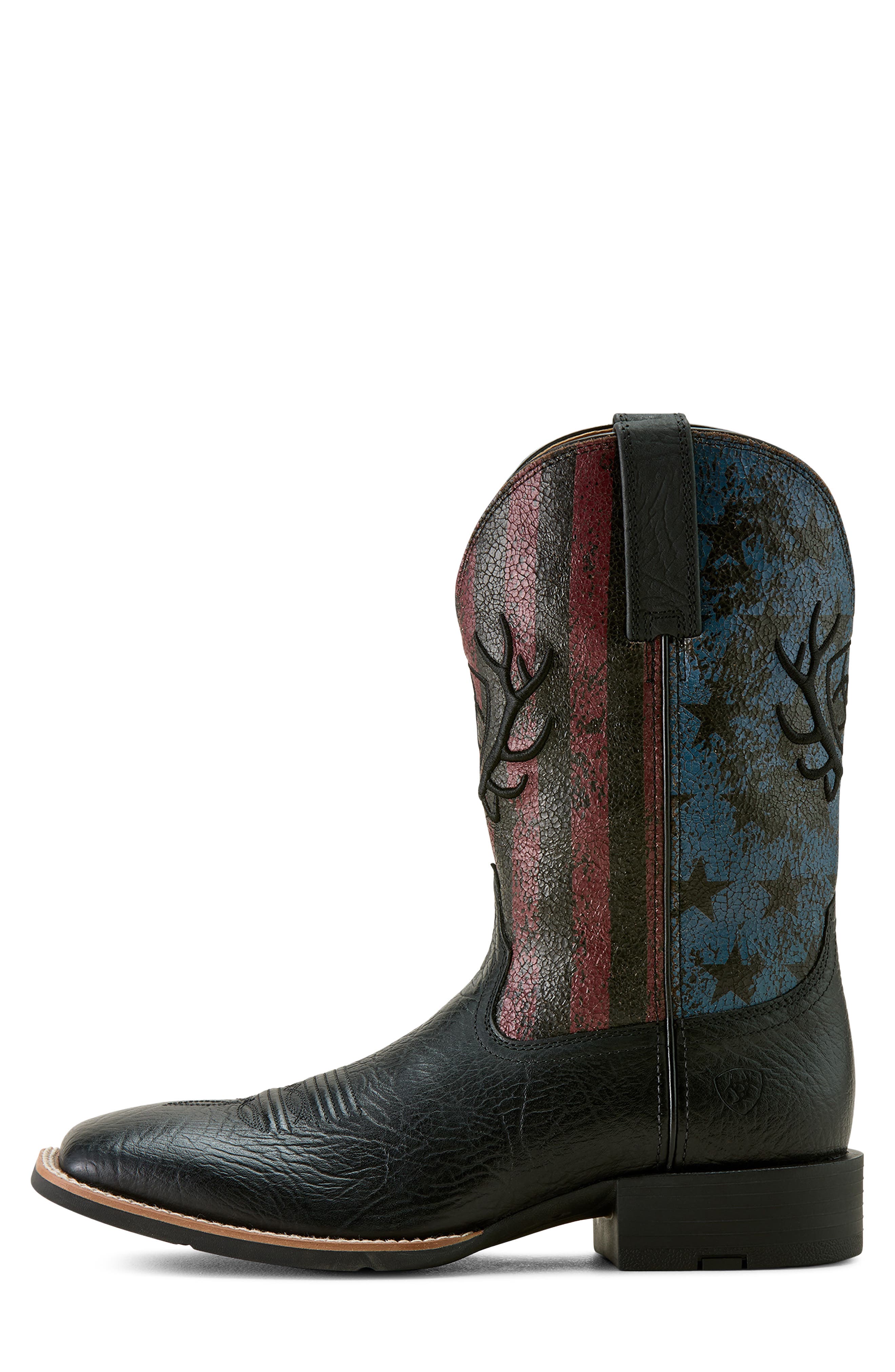 Sport Liberty Antler Western Boot, Alternate, color, BLACK