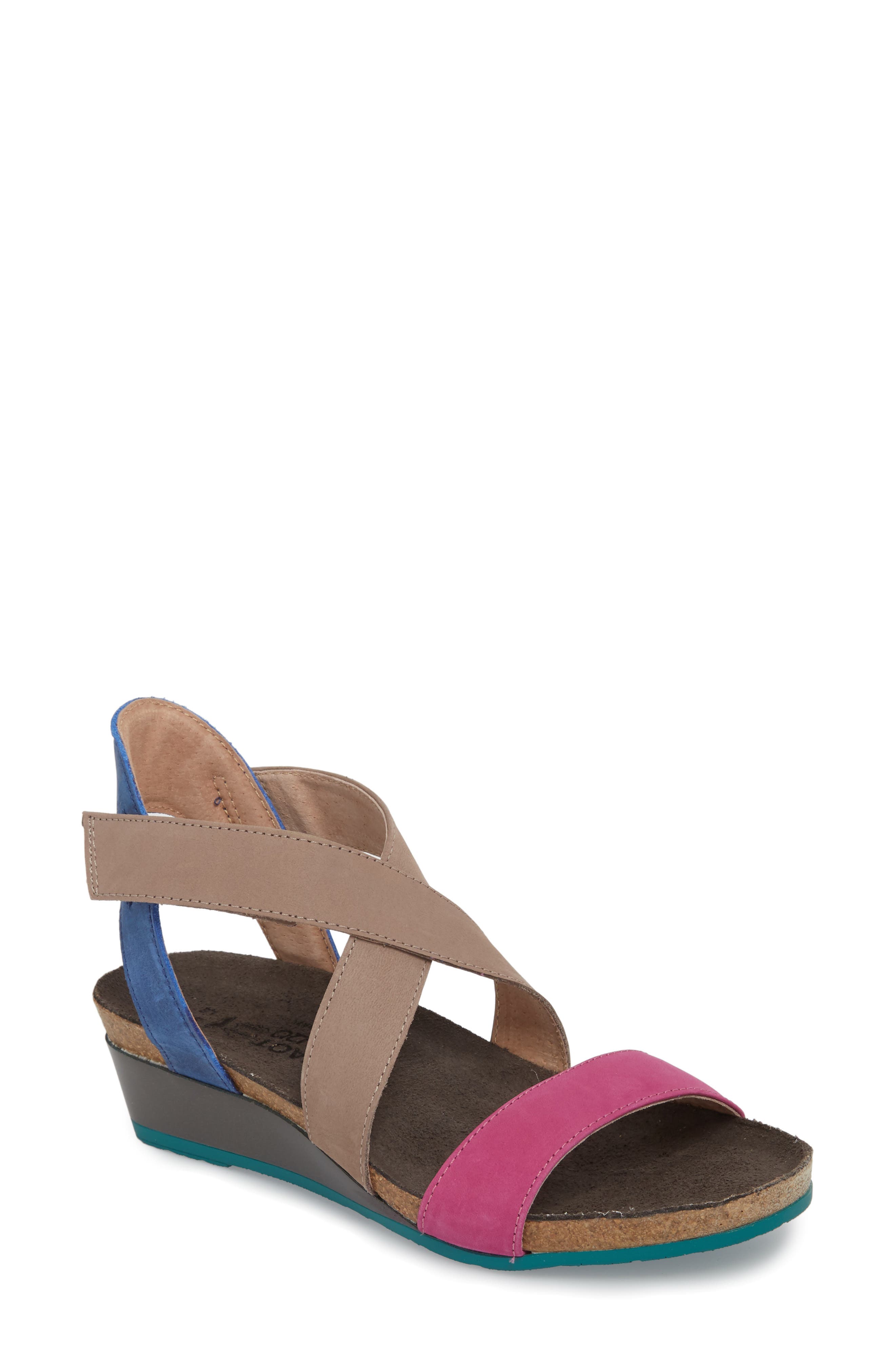 Vixen Wedge Sandal, Main, color, PINK PLUM NUBUCK