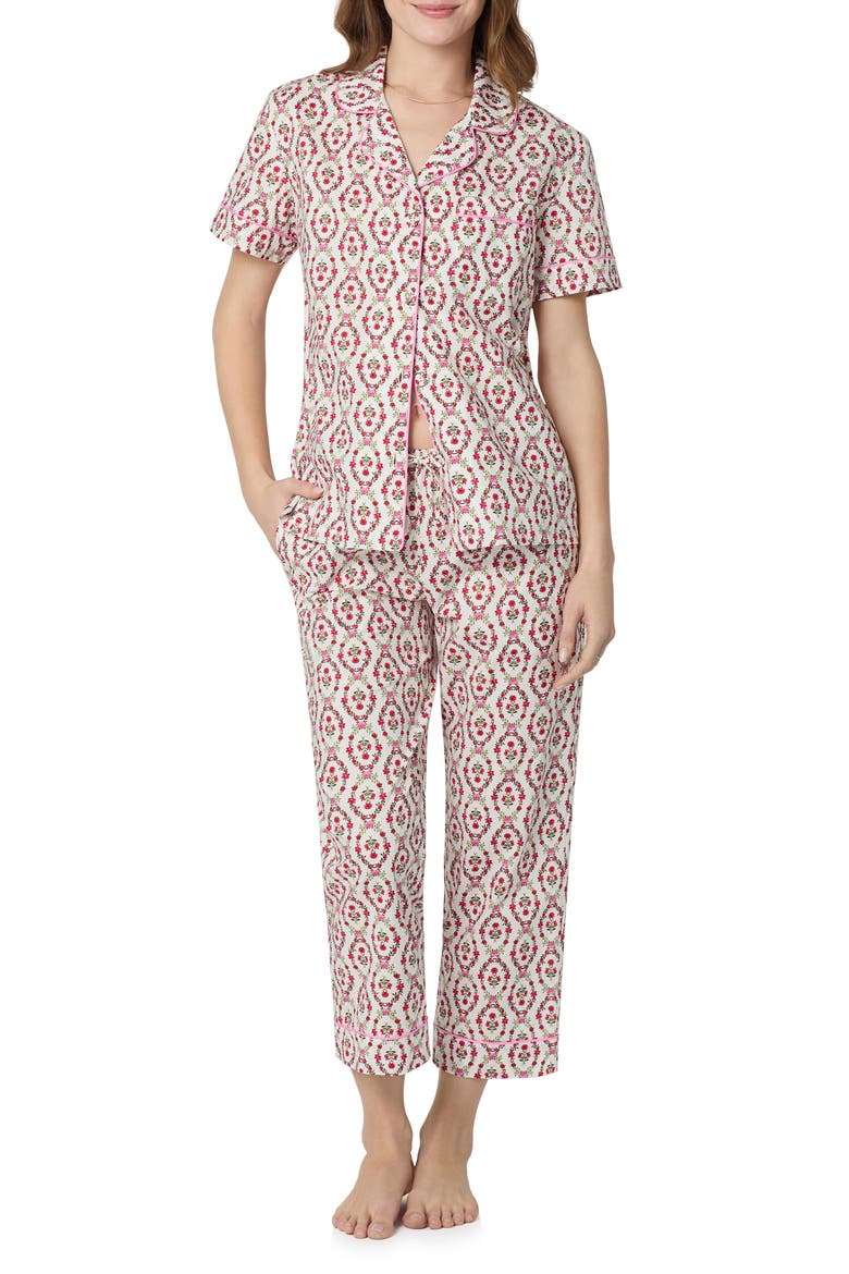 Print Organic Cotton Poplin Crop Pajamas, Main, color, OLIVIA