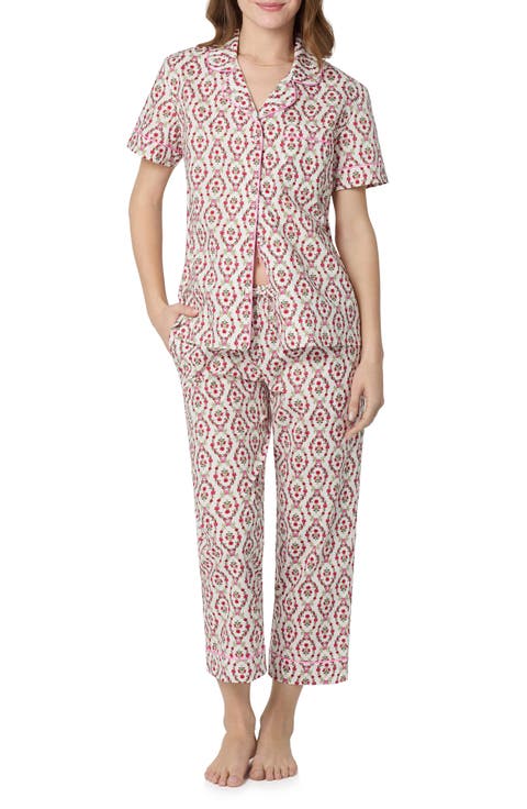 Print Organic Cotton Poplin Crop Pajamas