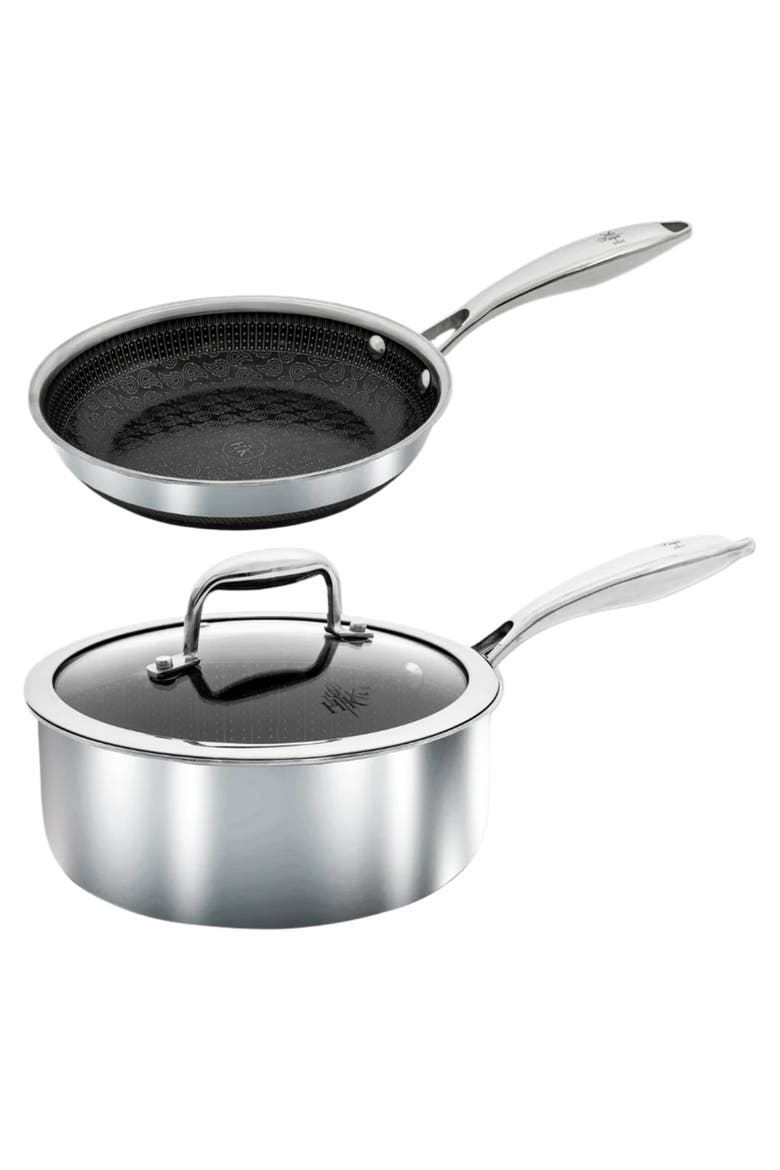 Tri-Clad SS Hybrid 3 Piece Starter Cookware Set, Alternate, color, Black/SS