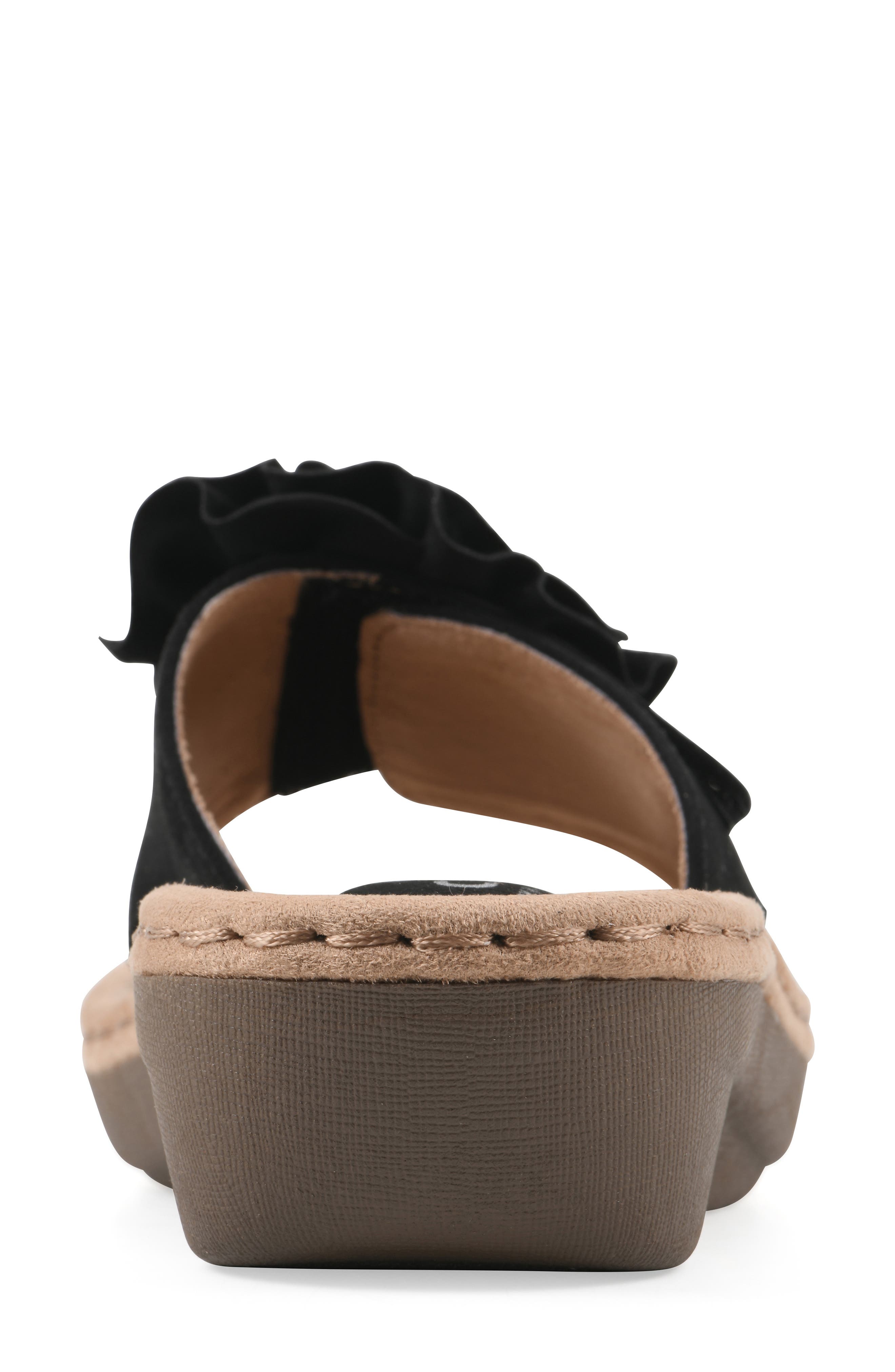 CLIFFS BY WHITE MOUNTAIN Casmyn Floral Mini Wedge Sandal - Wide Width Available, Alternate, color, Black/ Fabric