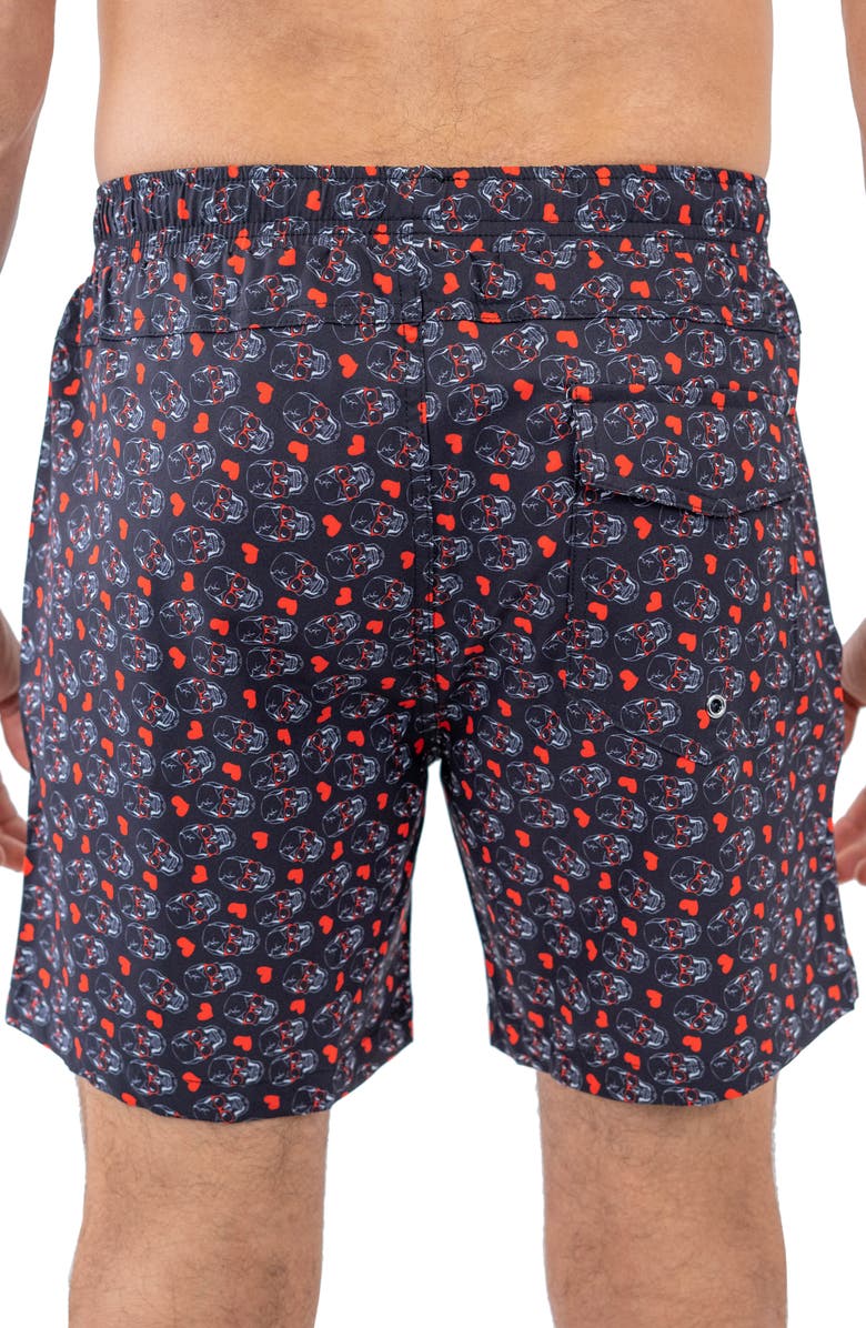 Maceoo Swim Lion Skull Heart Swim Trunks, Alternate, color, 