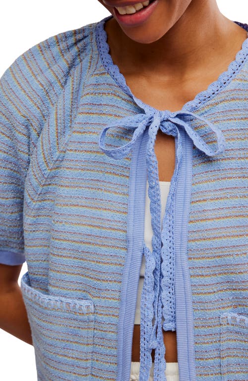 Free People Tropic Stripe Cotton Tie Front Top In Blue