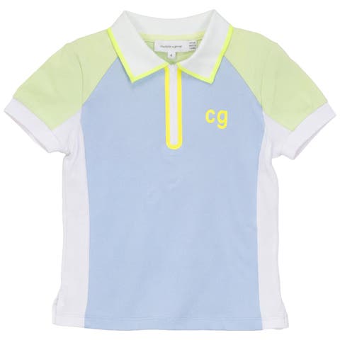 Short Sleeves Multi Polo Top with Zipper
