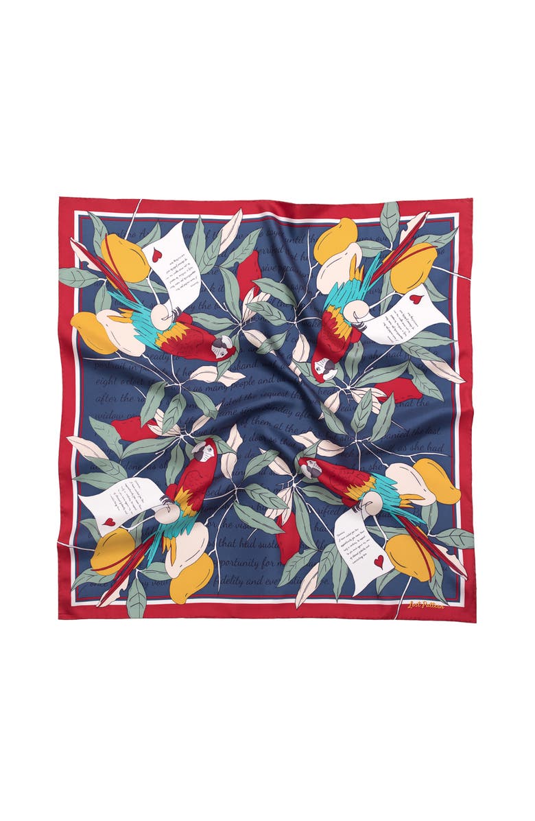 Lost Pattern El Amor Silk Bandana, Main, color, Red