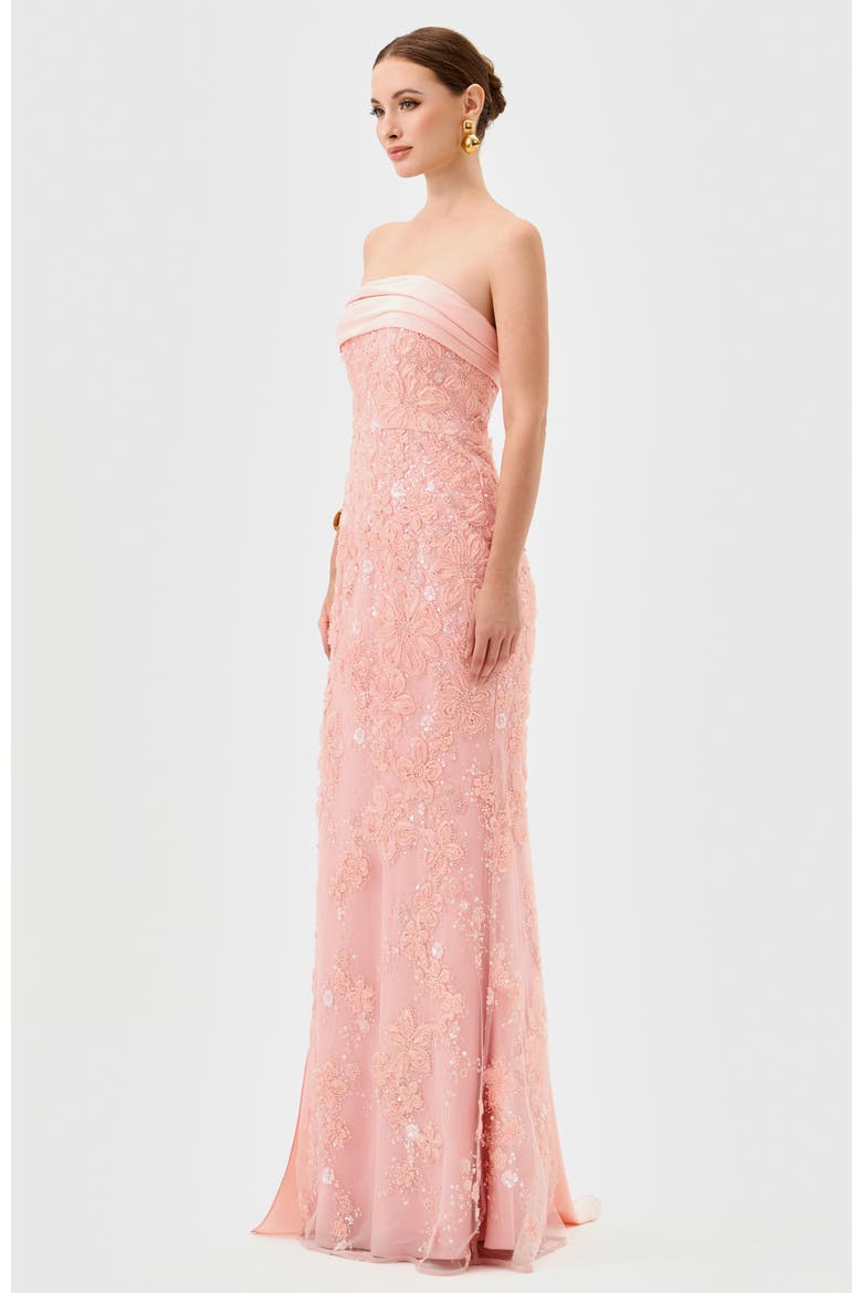 Prim Embellished Sash Gown, Alternate, color, PINK