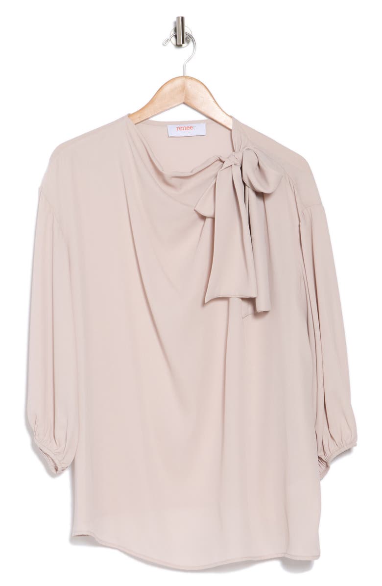 Renee C Tie Neck Top, Alternate, color, Beige