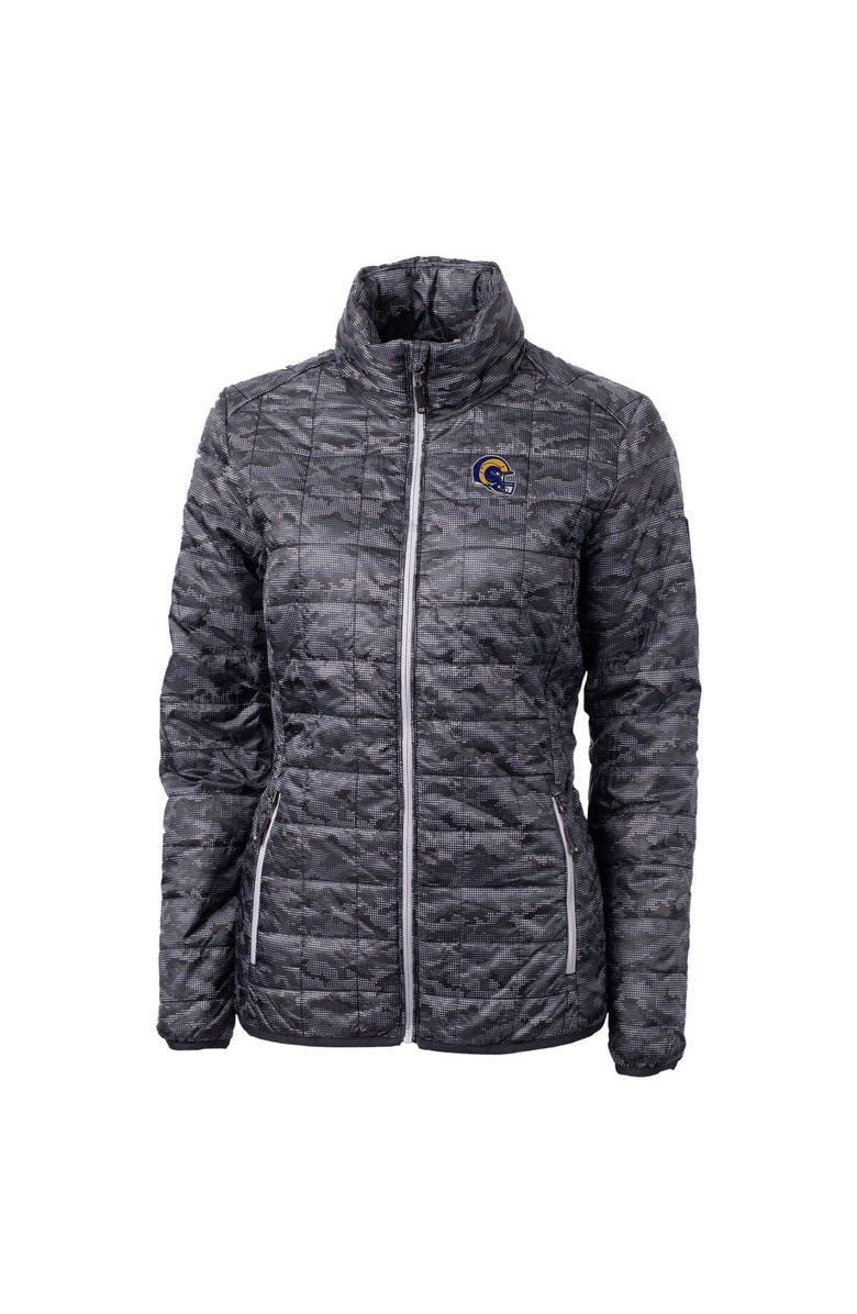 Cutter & Buck Women's Cutter & Buck  Black Los Angeles Rams Helmet Logo Rainier PrimaLoft Eco Insulated Full-Zip Puffer Jacket, Alternate, color, 