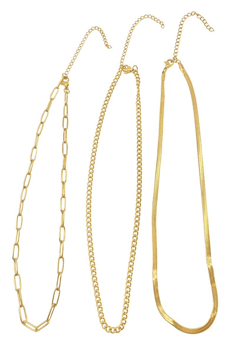 Mixed Chain Necklace Set, Alternate, color, YELLOW