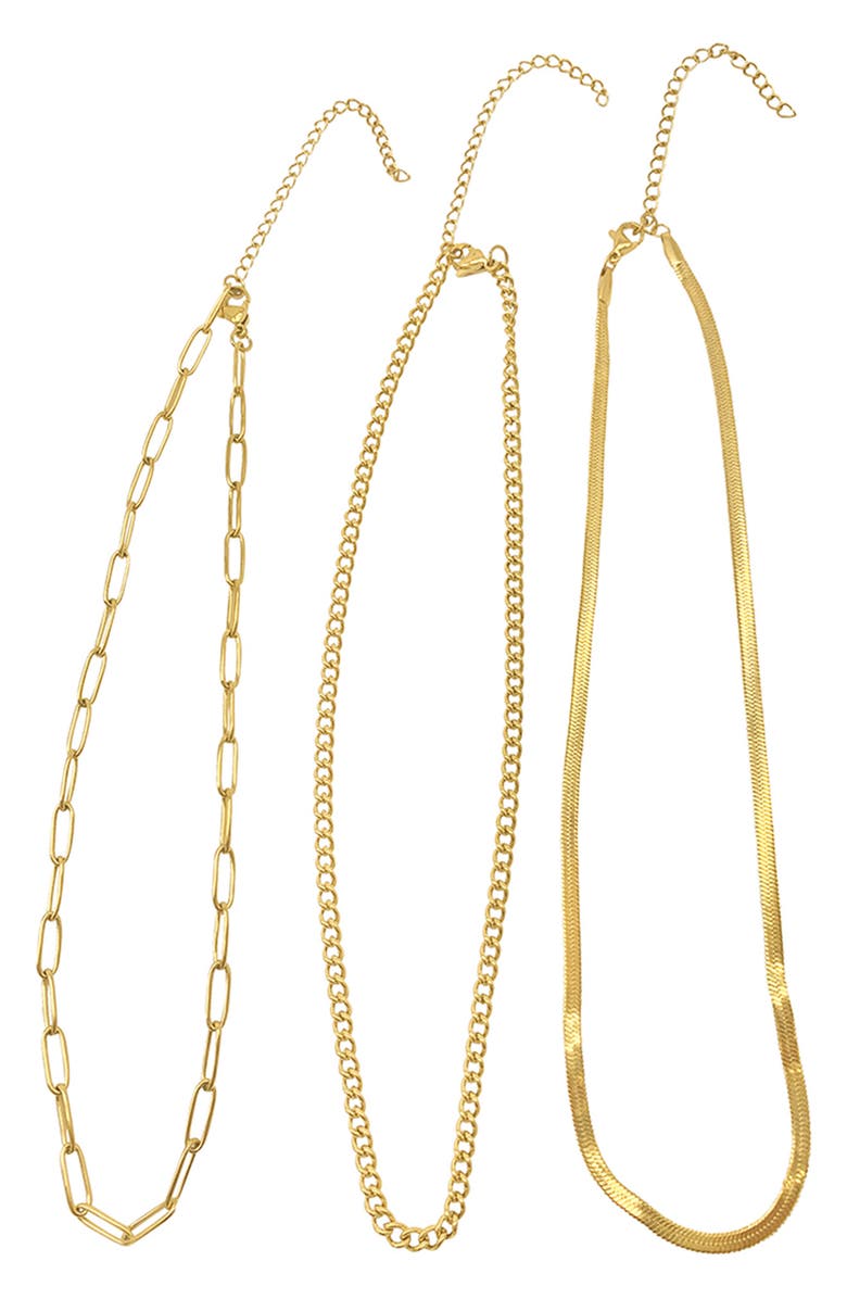 Adornia Mixed Chain Necklace Set, Alternate, color, Yellow