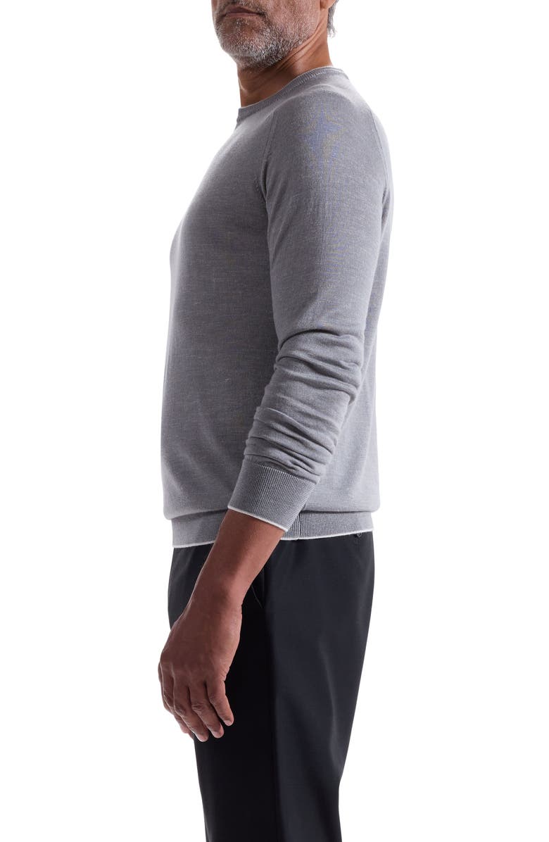 Bugatchi Merino Wool, Silk & Linen Crewneck Sweater, Alternate, color, Zinc