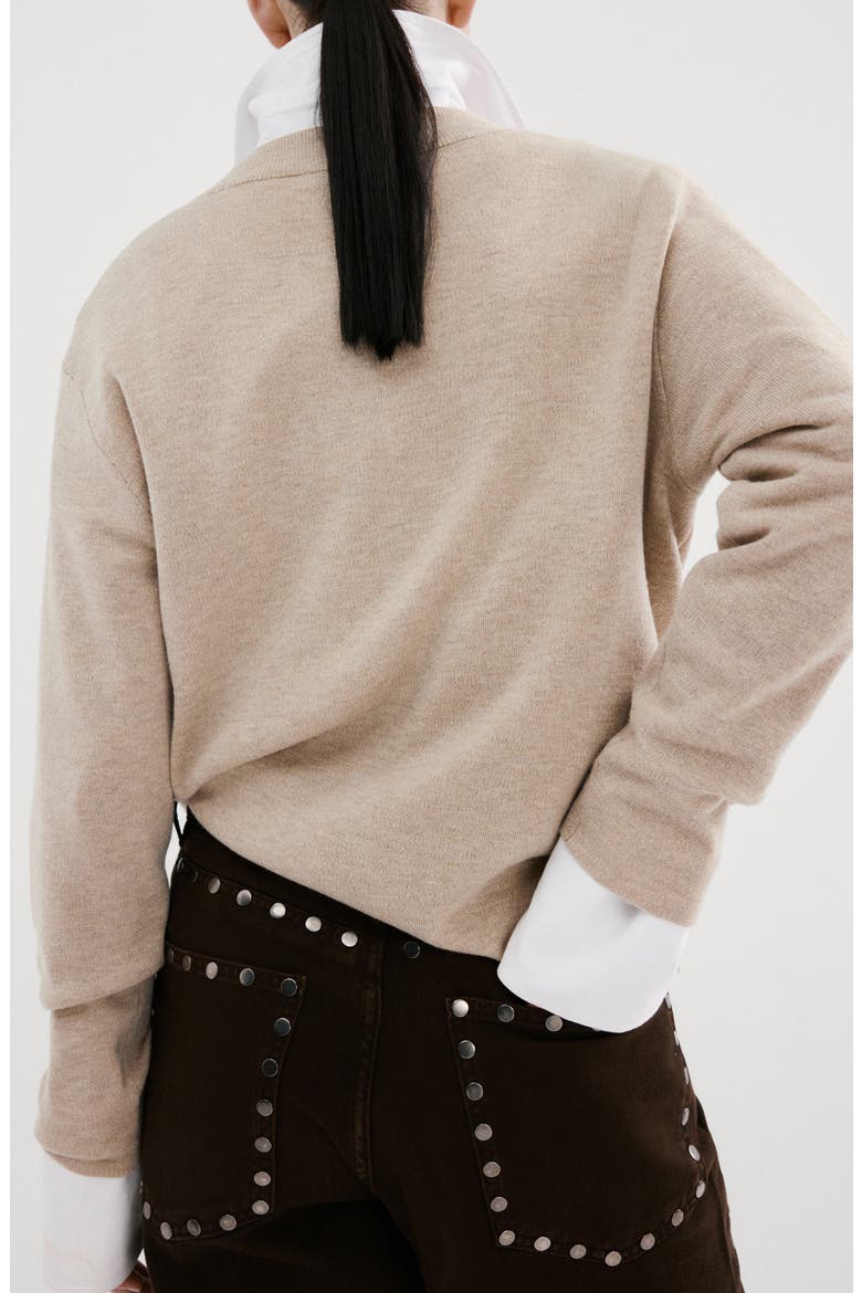 V-Neck Sweater, Alternate, color, LIGHT/ PASTEL BEIGE