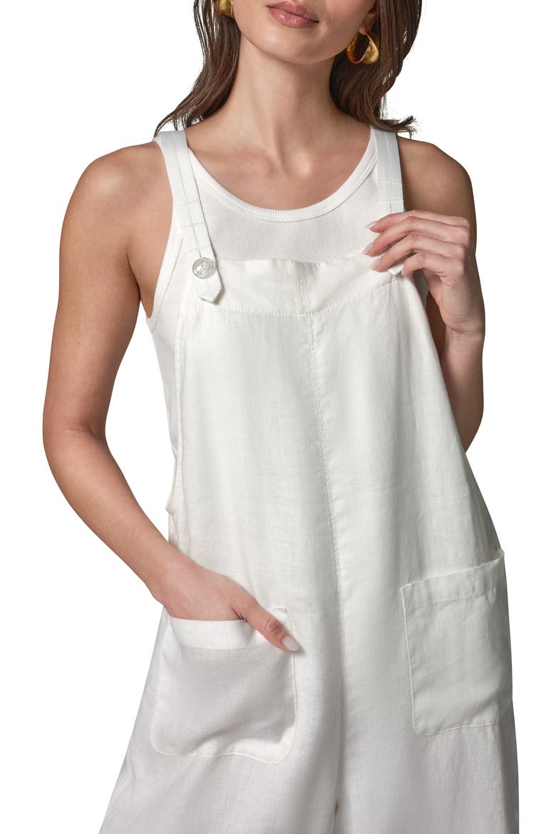 Linen Crop Overalls, Alternate, color, CREAM