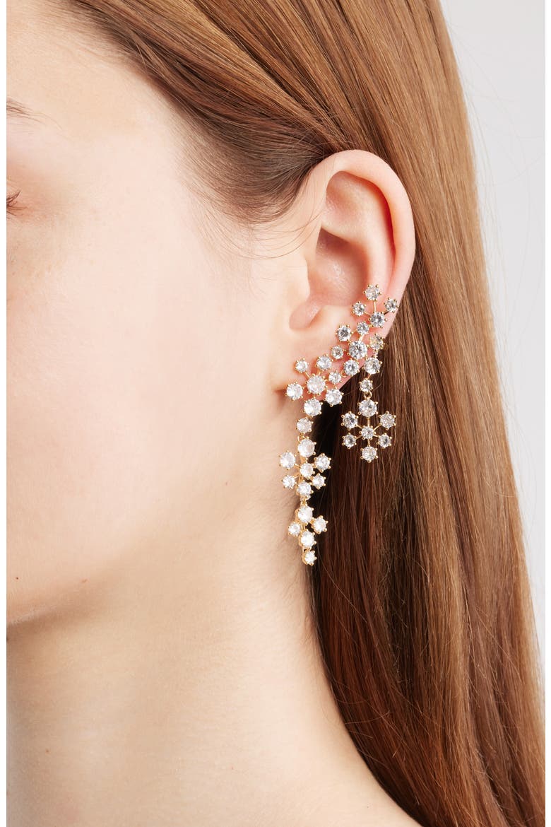 Climber Drop Earrings, Alternate, color, RHODIUM/ CUBIC ZIRCONIA