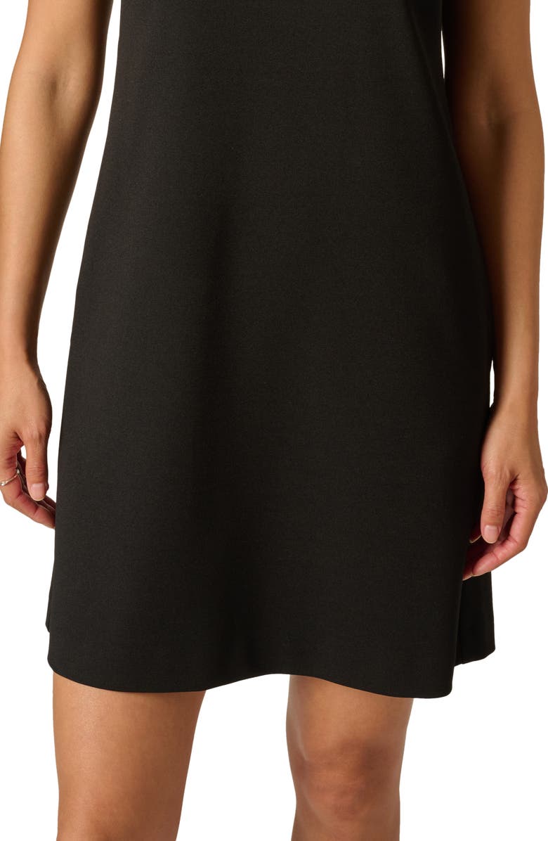 Adrianna Papell Faux Pearl Detail Crepe Dress, Alternate, color, Black/ Ivory