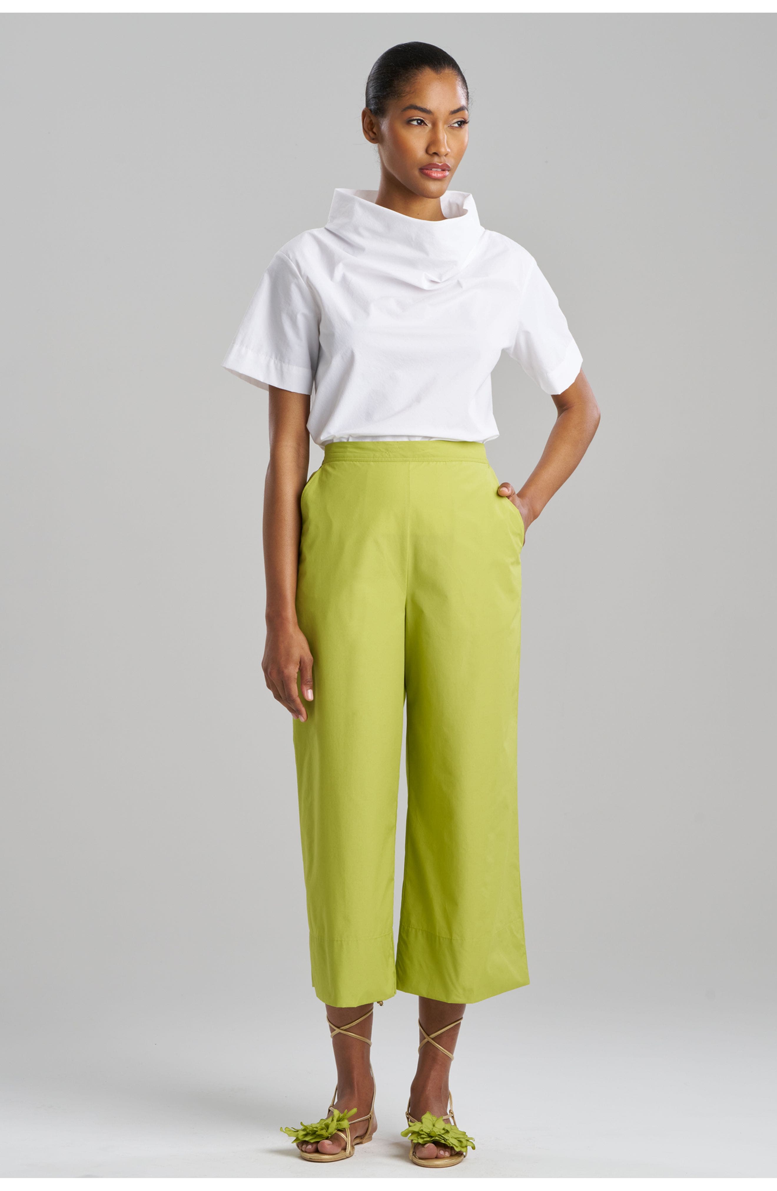 Techno Poplin Cropped Pants With Embroidery - image 5