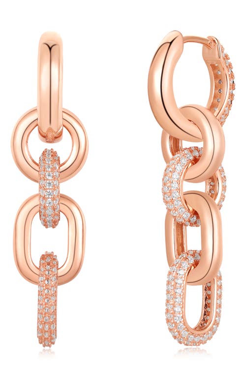Suzy Levian Pavé Cubic Zirconia Chain Drop Huggie Hoop Earrings