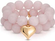 Ettika Luck & Love Stone Puffy Heart Stretch Bracelet