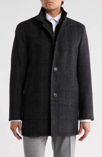 Patrick Plaid Wool Blend Coat with Bib