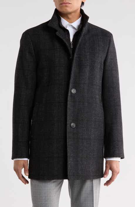 Patrick Plaid Wool Blend Coat with Bib